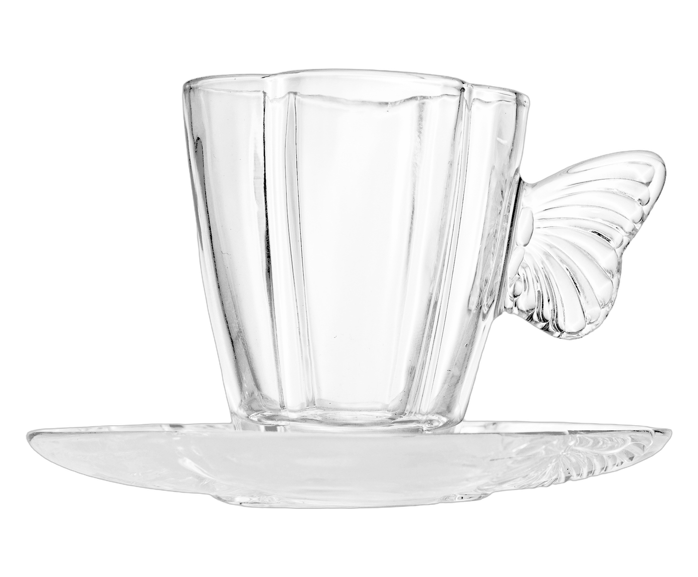 Jogo de X&iacute;caras para Ch&aacute; em Cristal Ecol&oacute;gico Butterfly image number 0