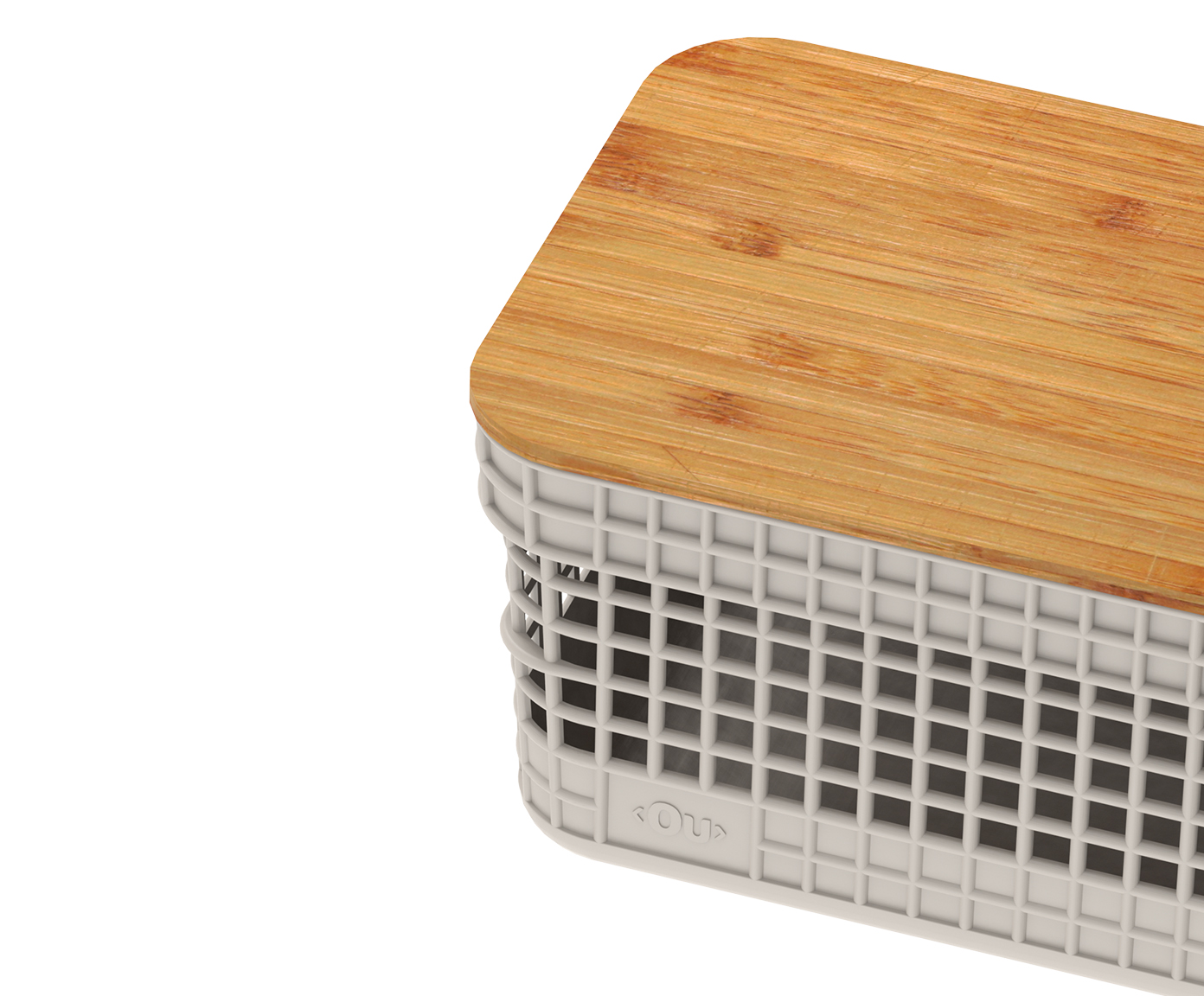 Cesto com Tampa em Bambu Grid Creme image number 3