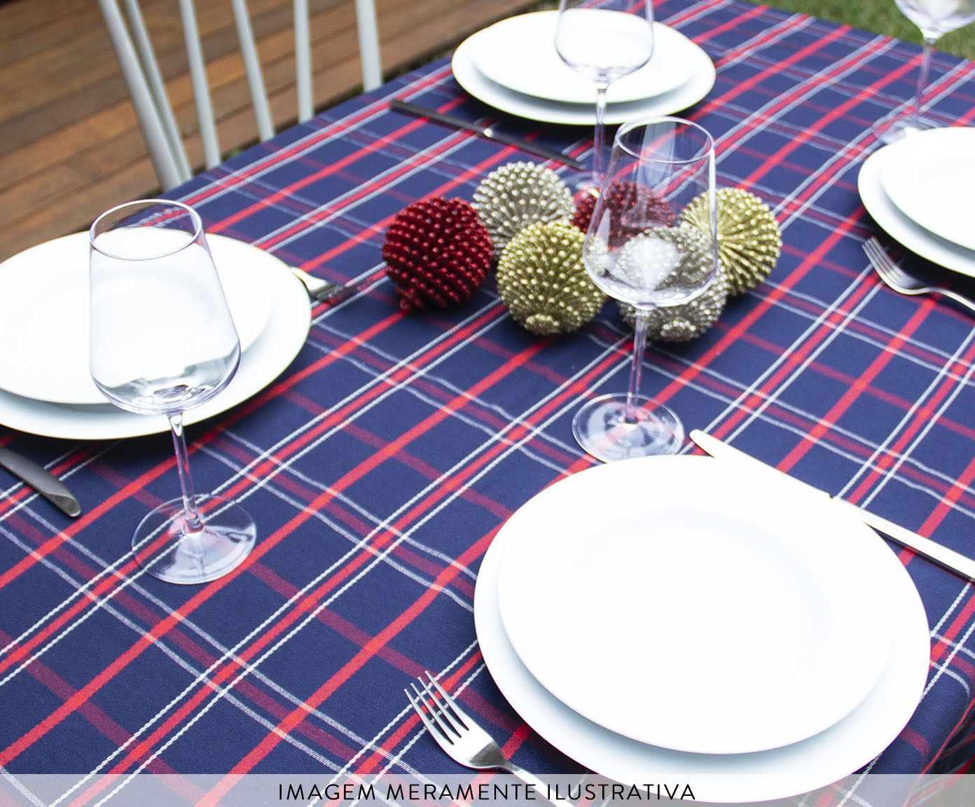 Toalha de Mesa Xadrez Azul e Vermelho image number 5