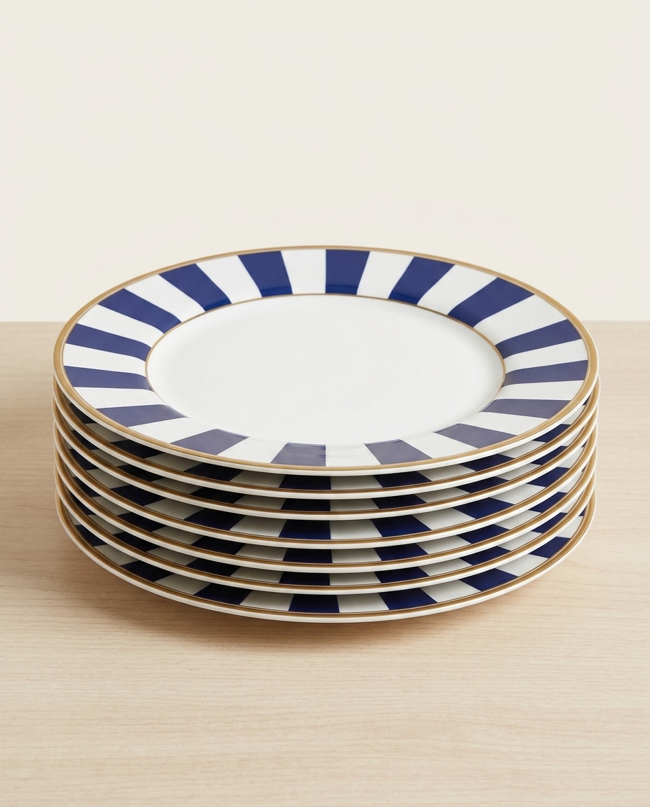 Jogo de Pratos Rasos Stripe Azul image number 2
