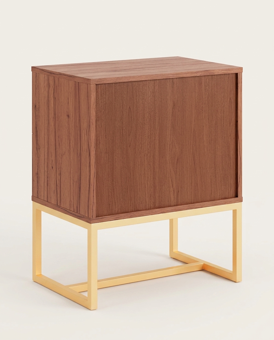 Mesa de Cabeceira Alzey Castanho e Dourado - image 1