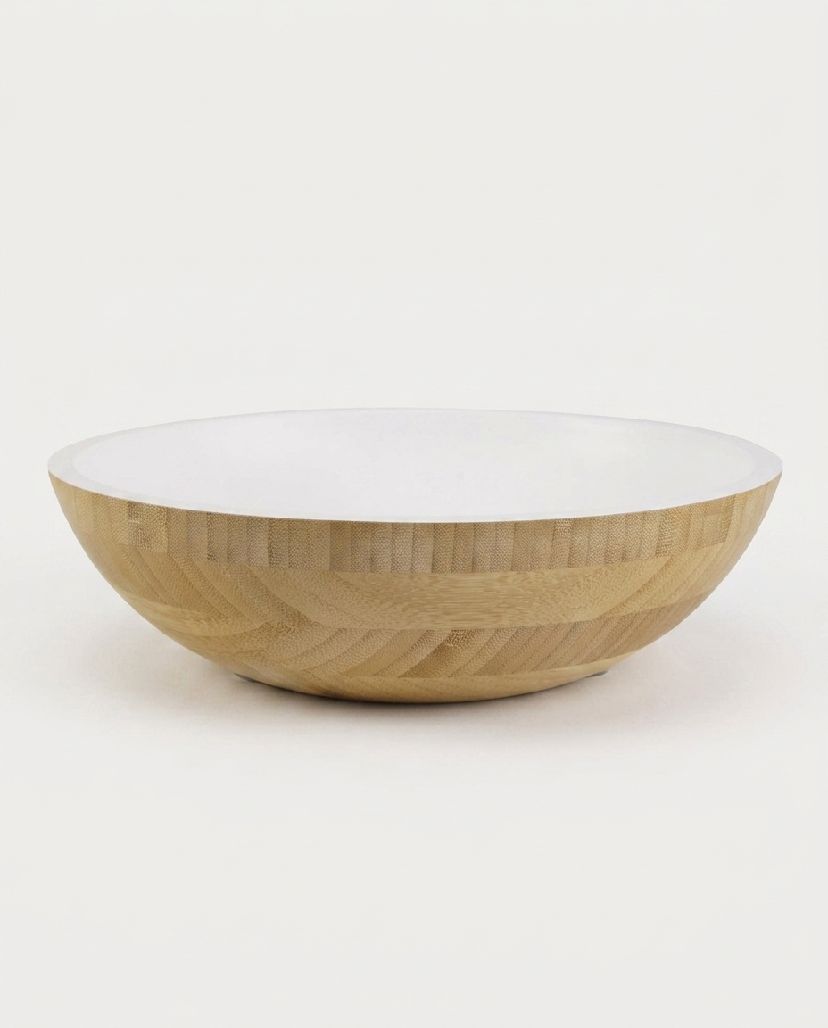 Saladeira Oval em Bambu Coconut Branca image number 4