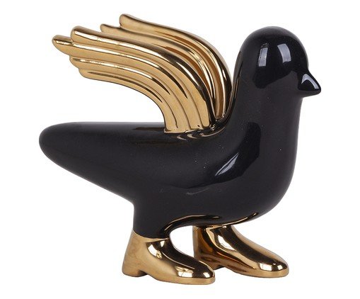 Decoracao de Mesa Blackbird com Asa Dourada Preto image number 0