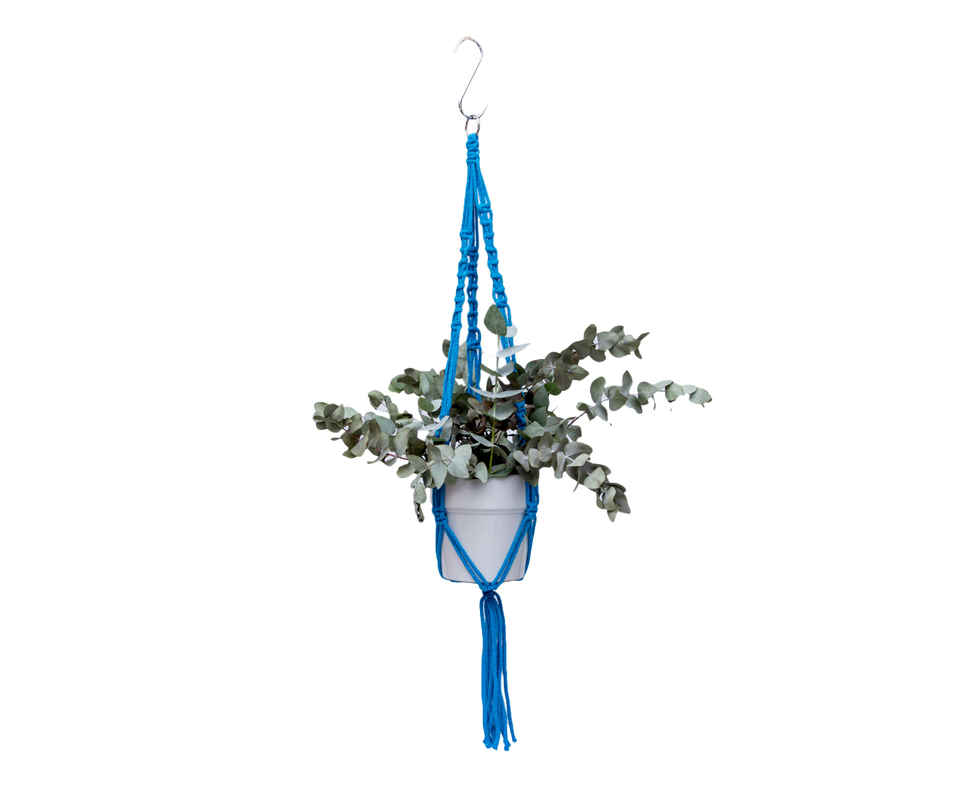 Hanger em Macram&ecirc; Neon Azul image number 0