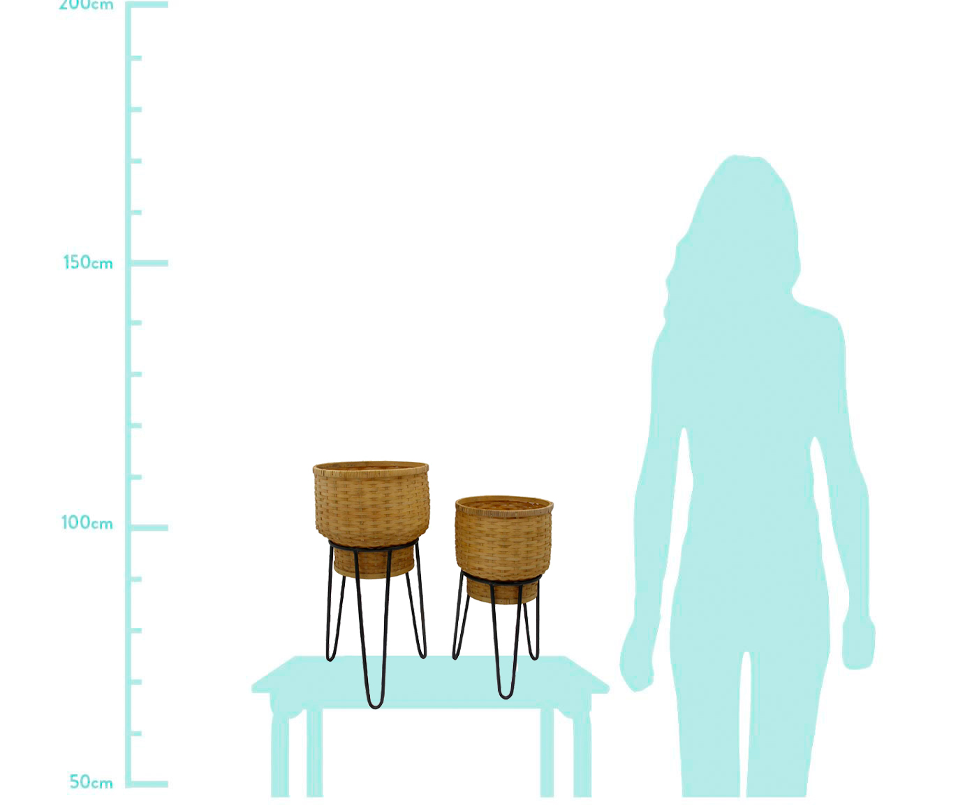 Jogo de Cachepots em Rattan Sasha - Natural image number 1