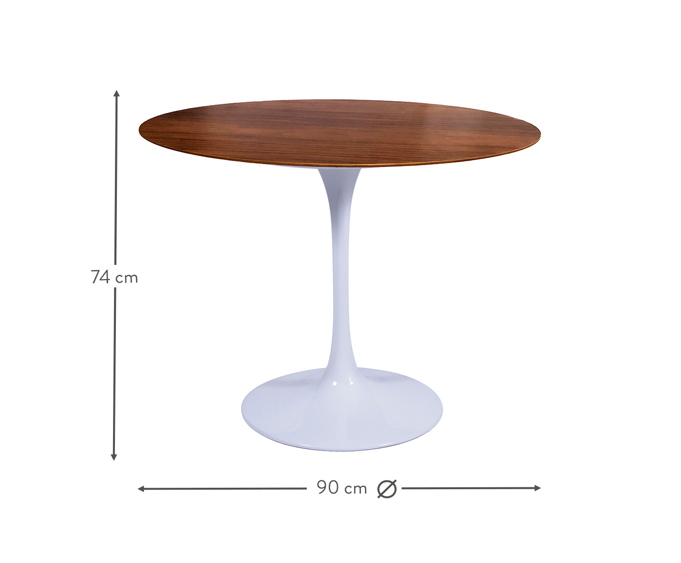 Mesa Saarinen Redonda Imbuia Base Branca image number 3