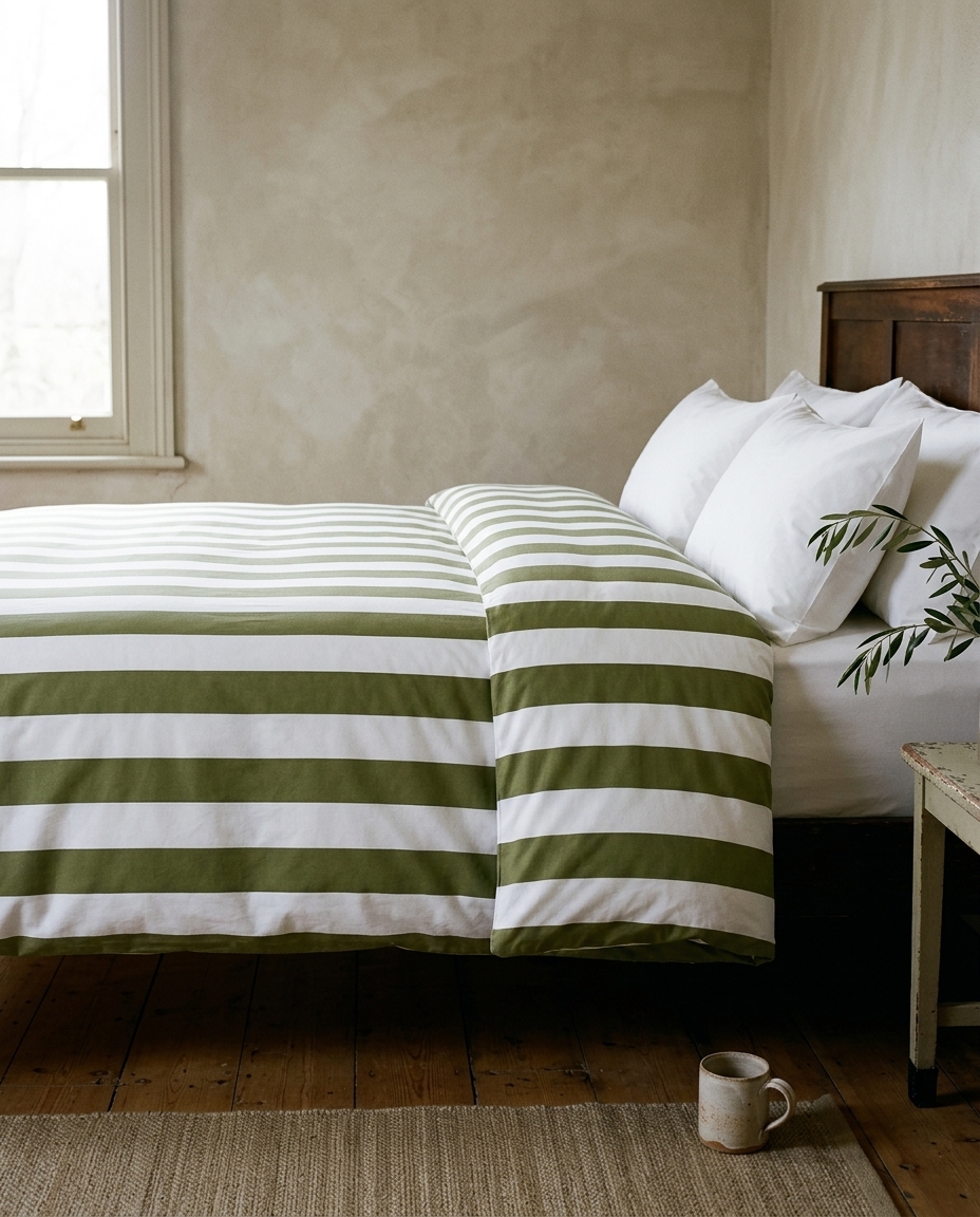 Duvet Listras Bold Verde Oliveira 200 Fios image number 4