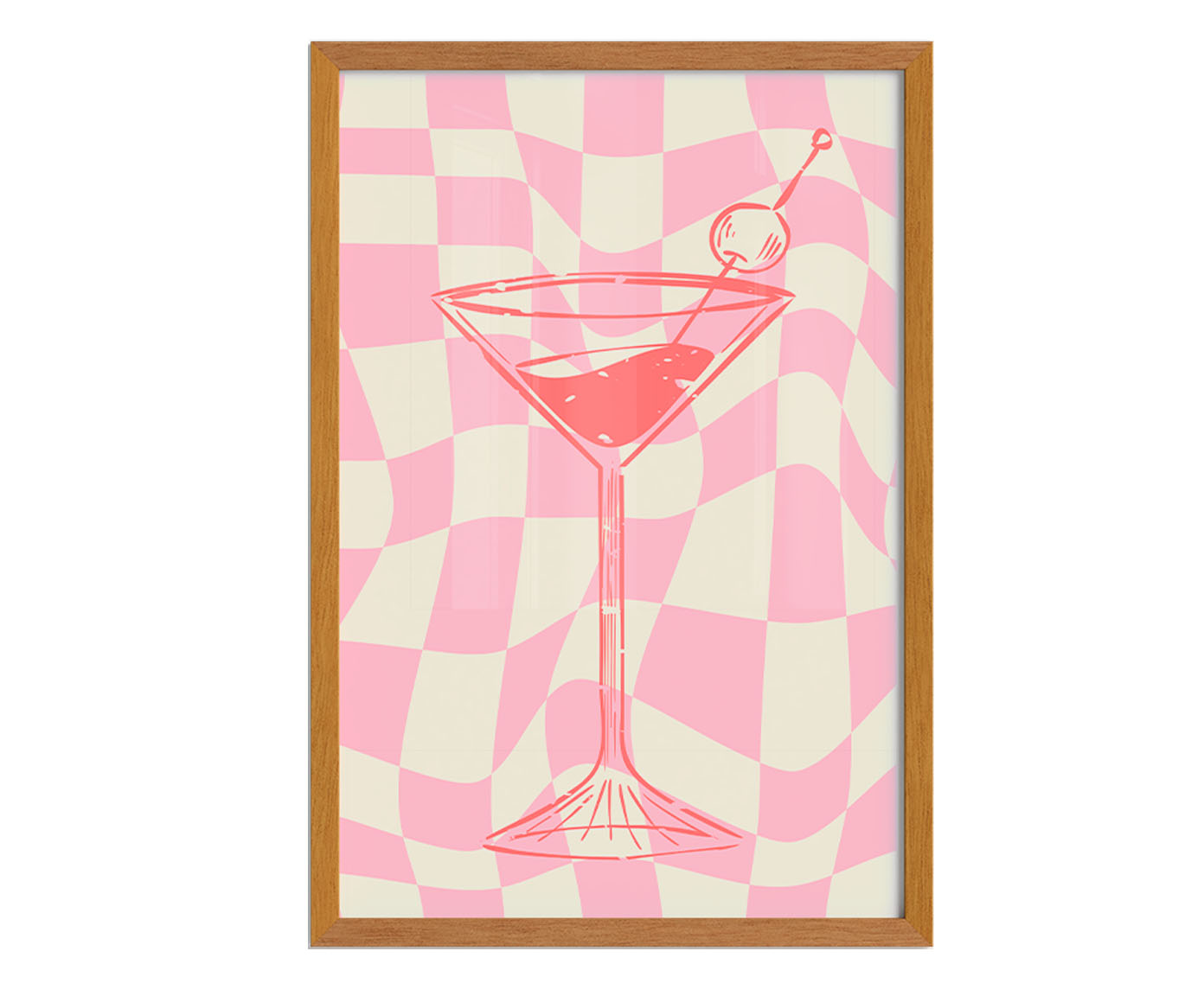 Quadro Dry Martini Pink com Moldura em Madeira image number 0