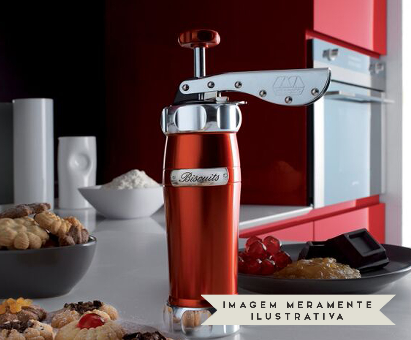 Biscoiteira em Inox Elegance Vermelha - image 1