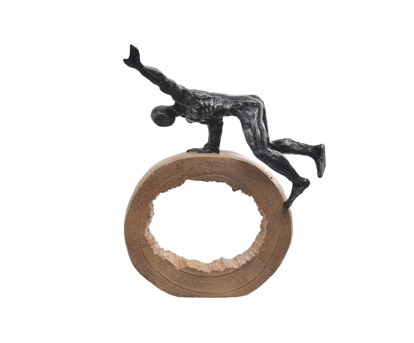 Escultura Figura Sentada no Circulo Preto e Marrom image number 0