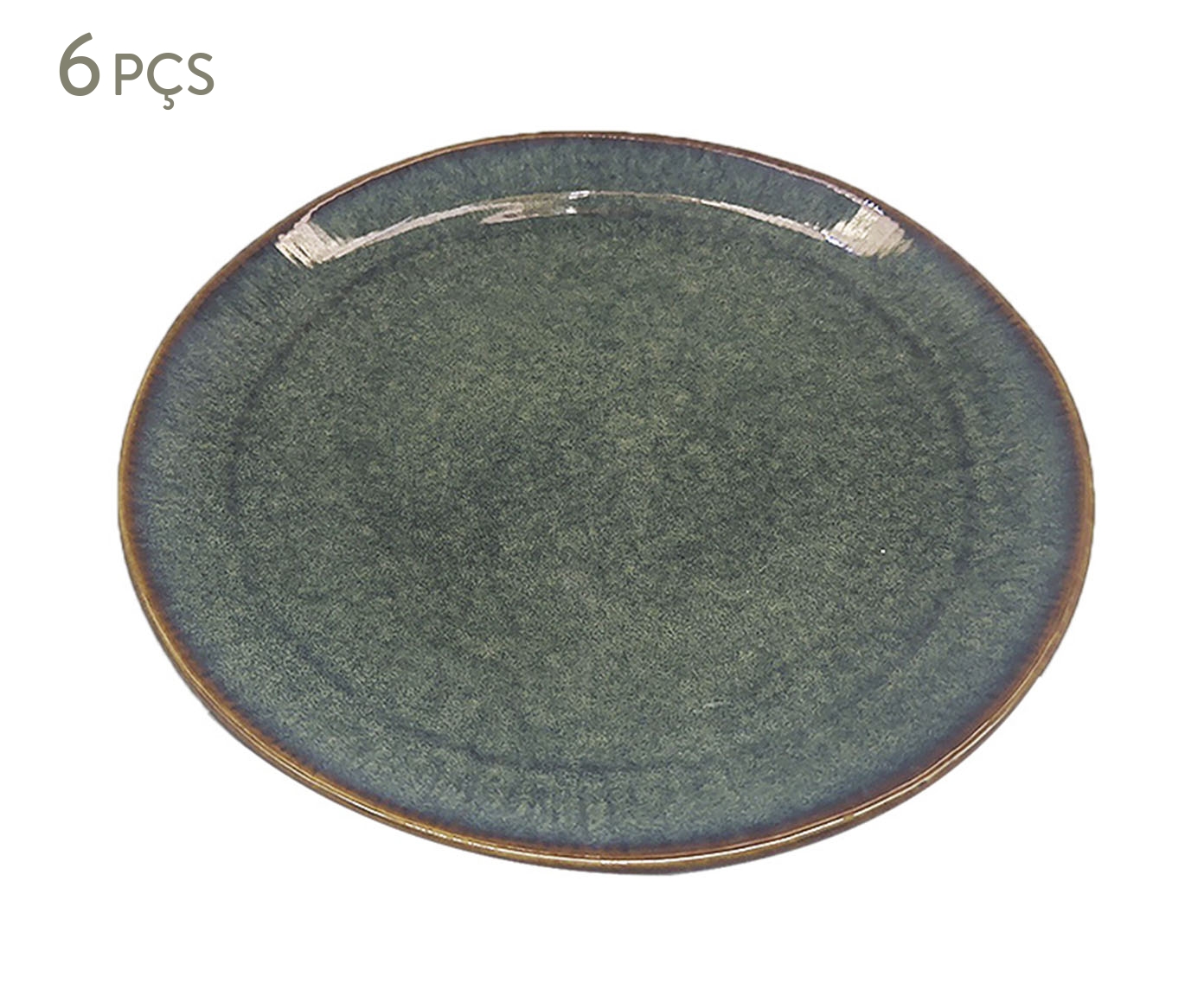 Jogo de Prato em Porcelana Sinus Verde e Bege image number 0