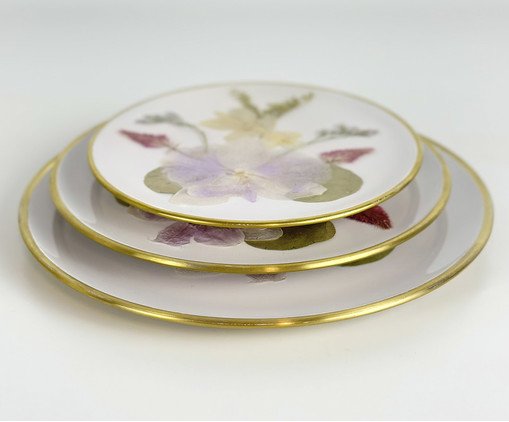 Jogo de Pratos Decorativos Elo Florence Branco image number 3