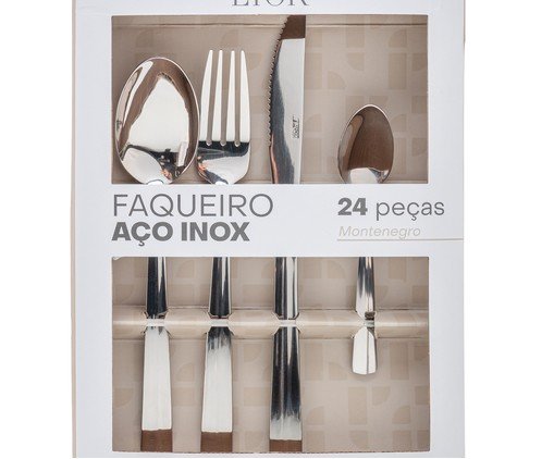 Faqueiro em A&ccedil;o Inox Montenegro Prateado image number 7