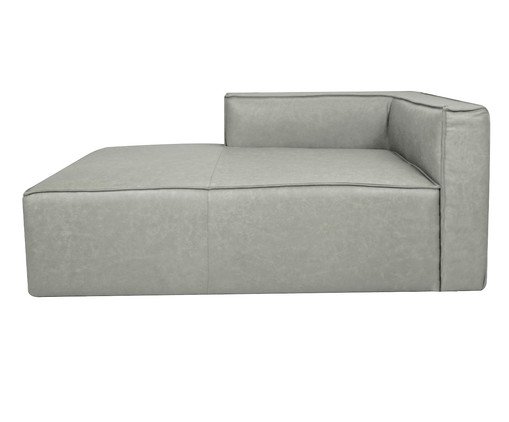 Sof&aacute; M&oacute;dulo Chaise Mensa em Couro Cinza image number 2