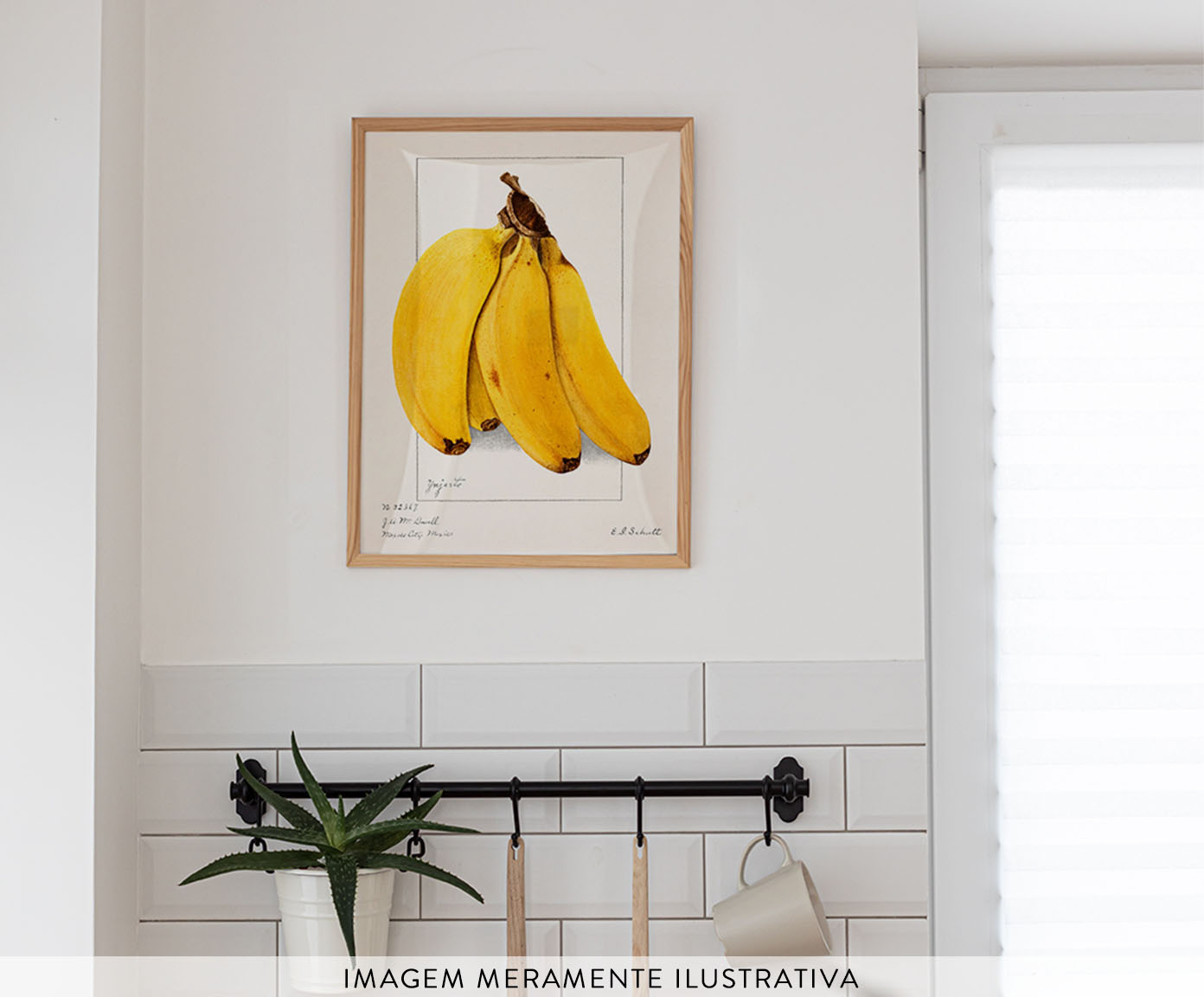 Quadro Banana Vintage com Moldura em Madeira image number 1