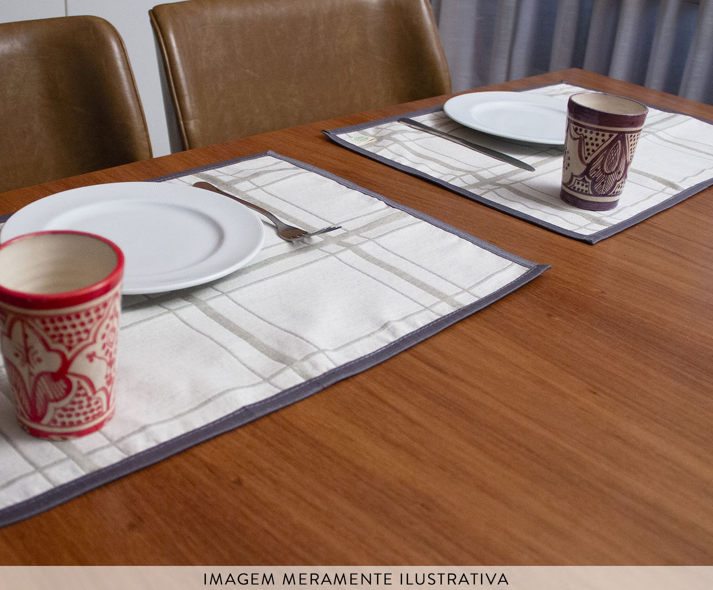 Jogo Americano Off White e Cinza (2 Unidades) image number 1
