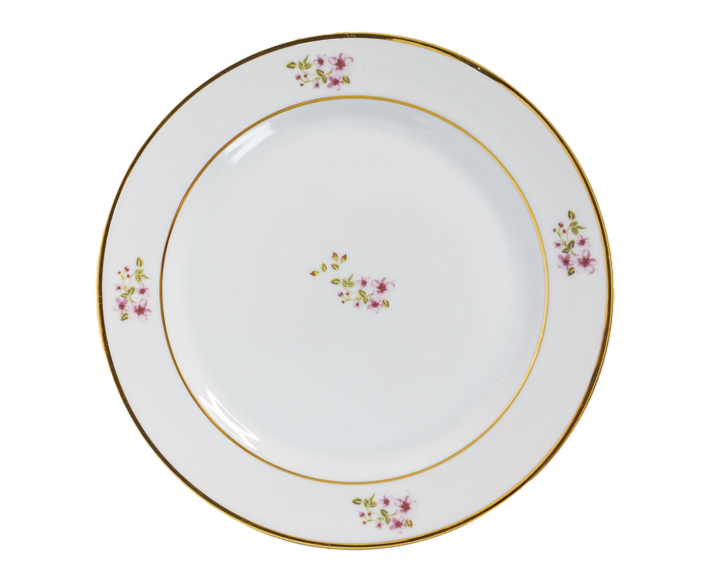 Prato Sobremesa em Porcelana com Filete Duplo em Ouro La Vie En Rose - image 0