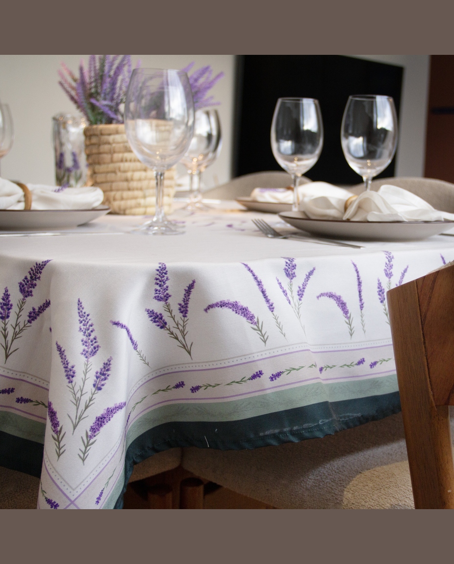 Toalha de Mesa Redonda Lavanda Provence Verde e Lil&aacute;s image number 4
