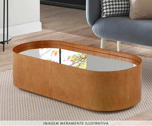Mesa de Centro Espelhado Oval Debora - Castanho image number 2