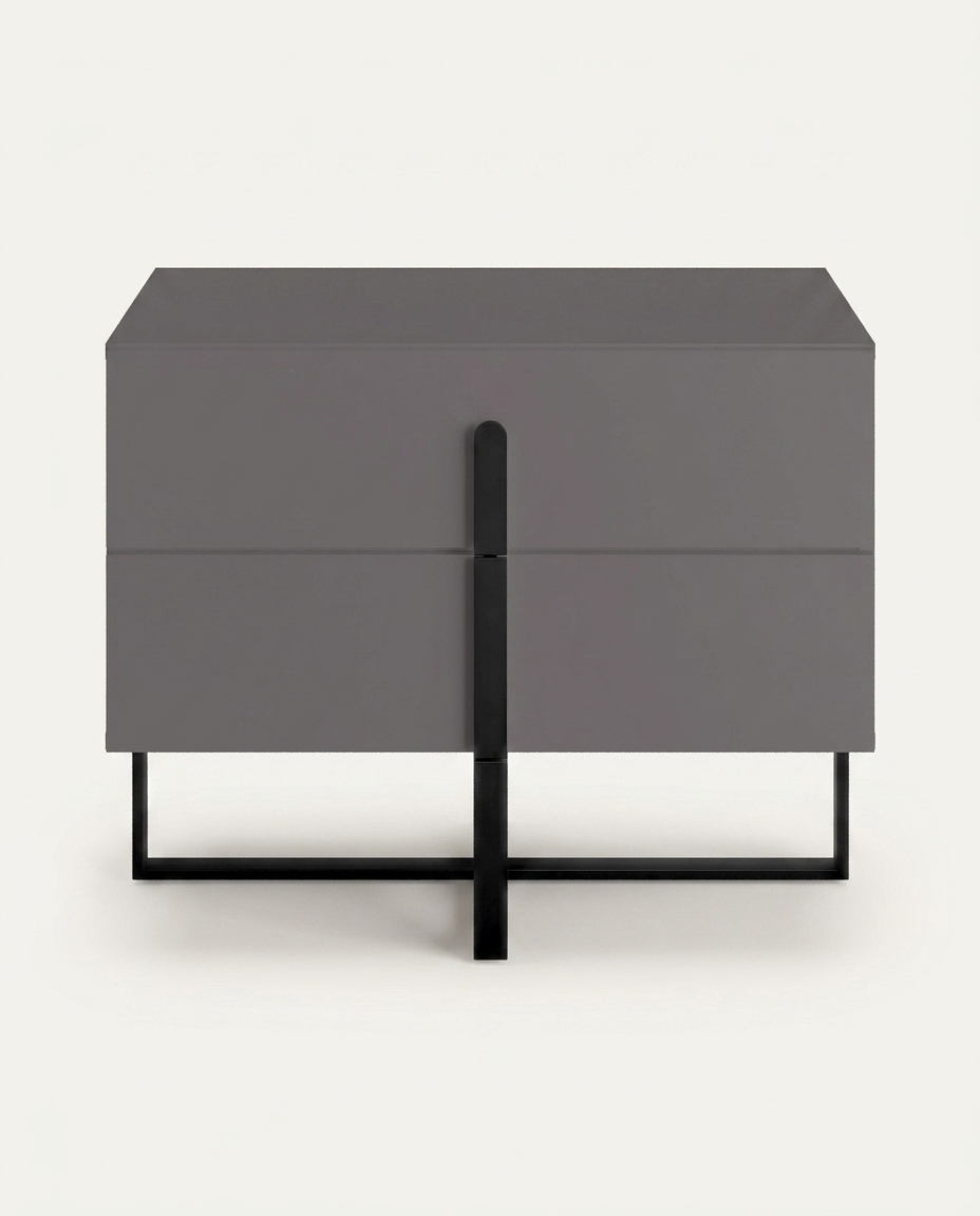 Mesa de Cabeceira Auri Cinza e Preto image number 3