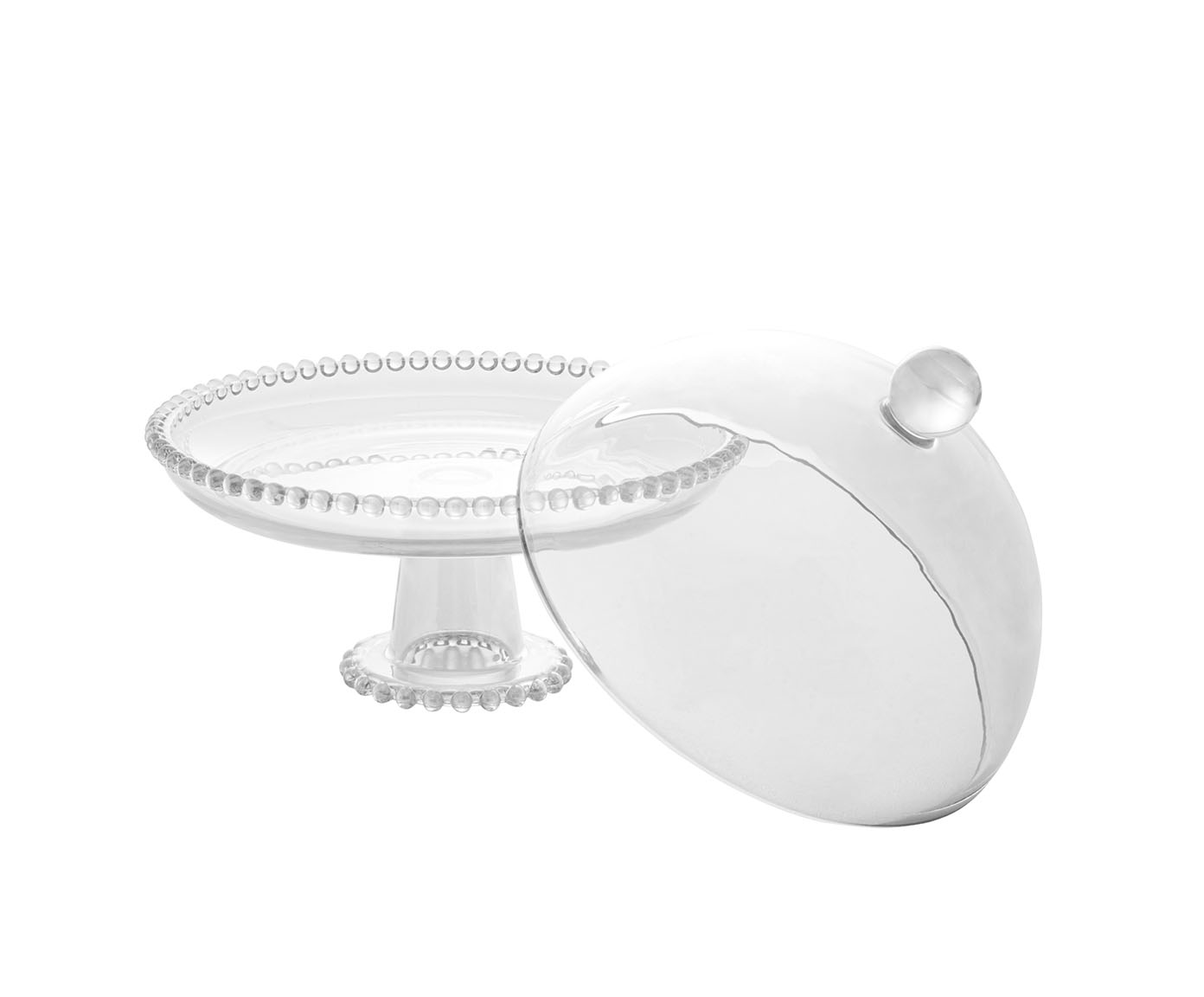 Prato para Bolo Pearl com P&eacute; e Tampa - Transparente - image 1