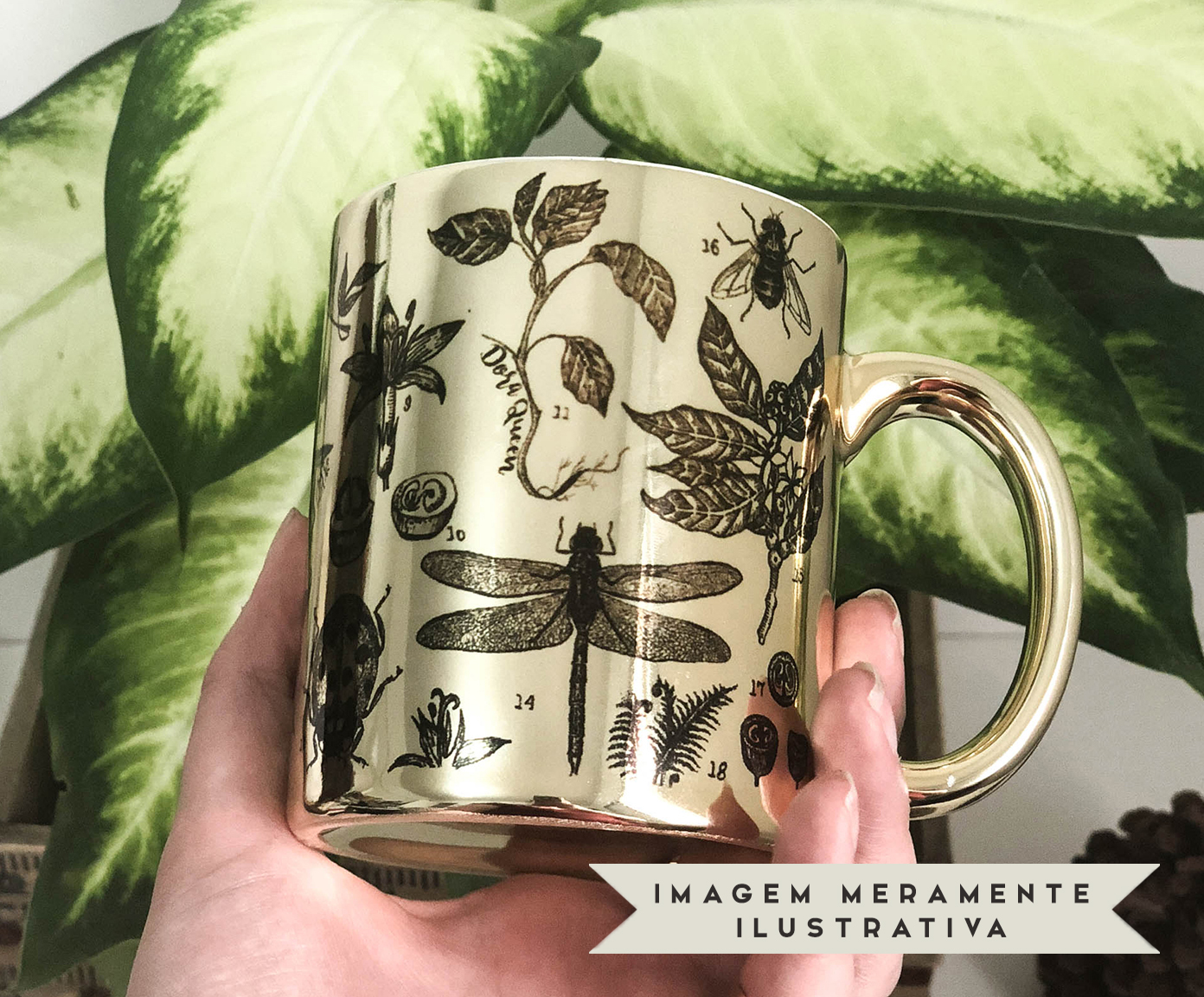 Caneca Crazy Plant Lady Dourada image number 4