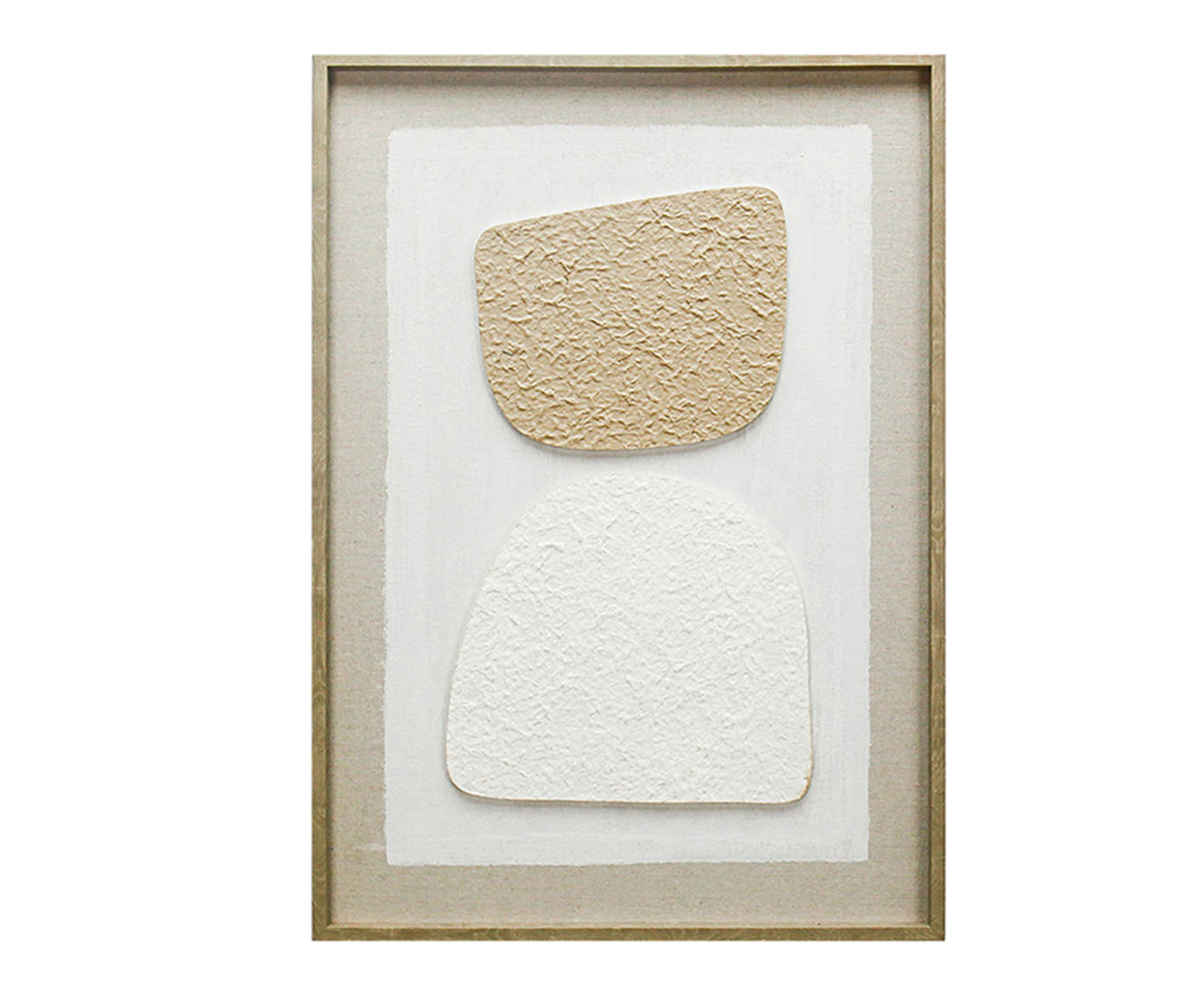 Quadro Decorativo em Linho Empil&eacute; Bege e Branco image number 0