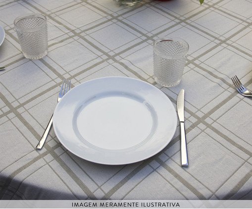 Toalha de Mesa Off White e Cinza Redonda image number 1