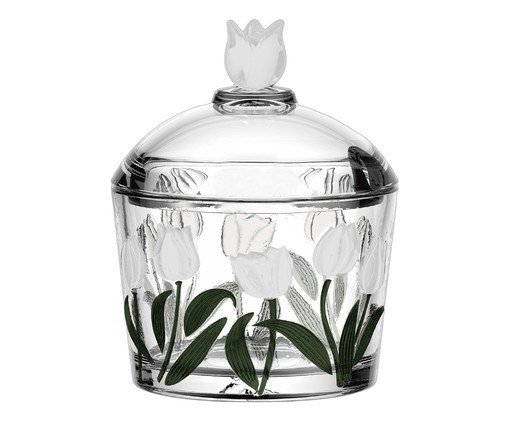 A&ccedil;ucareiro com Colher em Cristal Ecol&oacute;gico Tulipa Verde - image 1