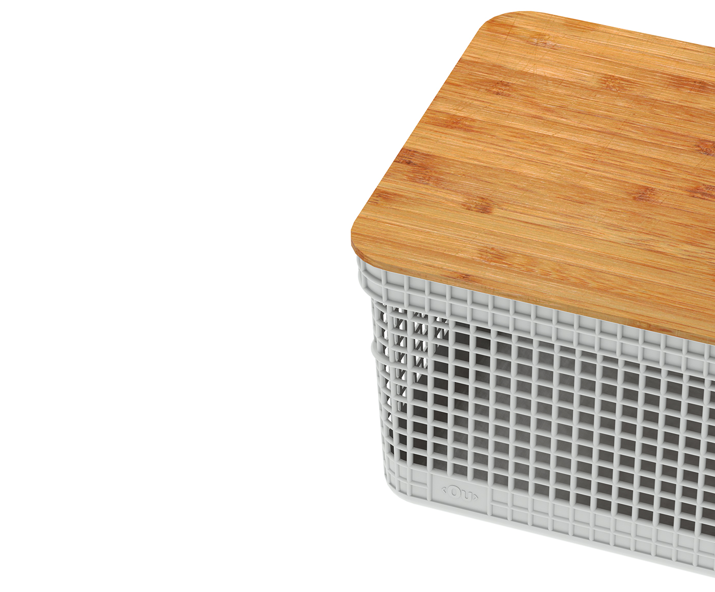 Cesto com Tampa em Bambu Grid Branco image number 3