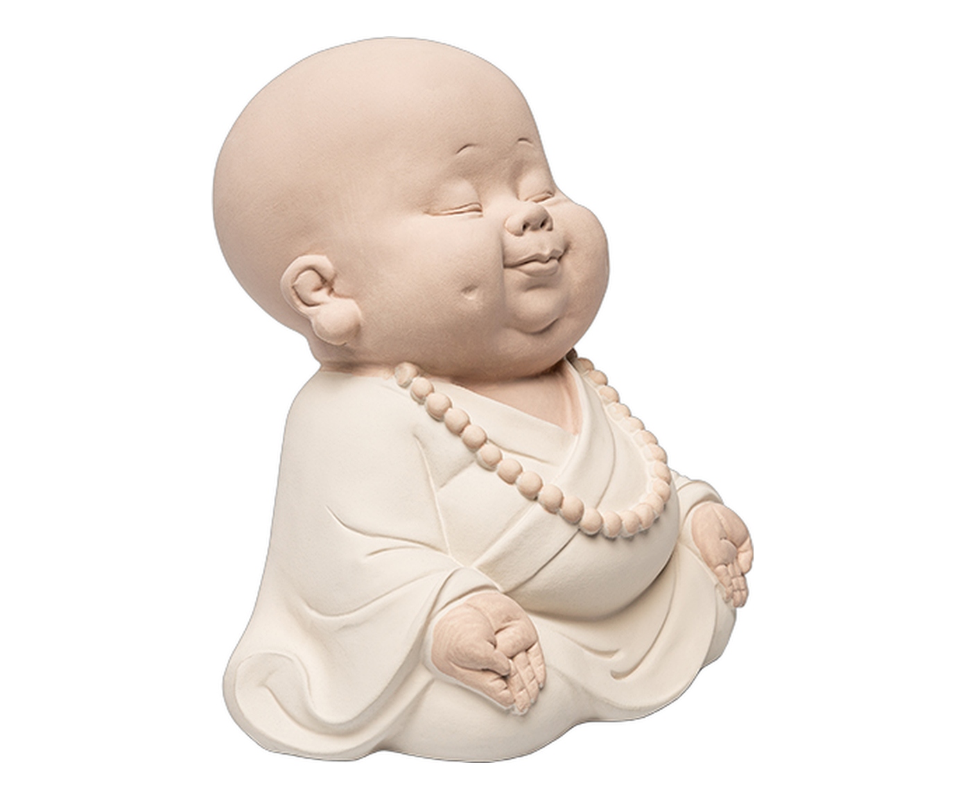 Escultura Monge Meditando Bege image number 1