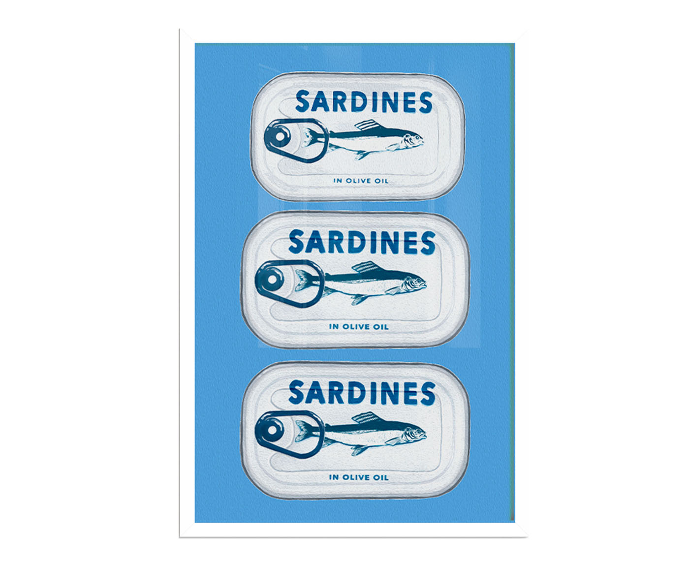 Quadro Sardinha com Moldura Branca - image 1