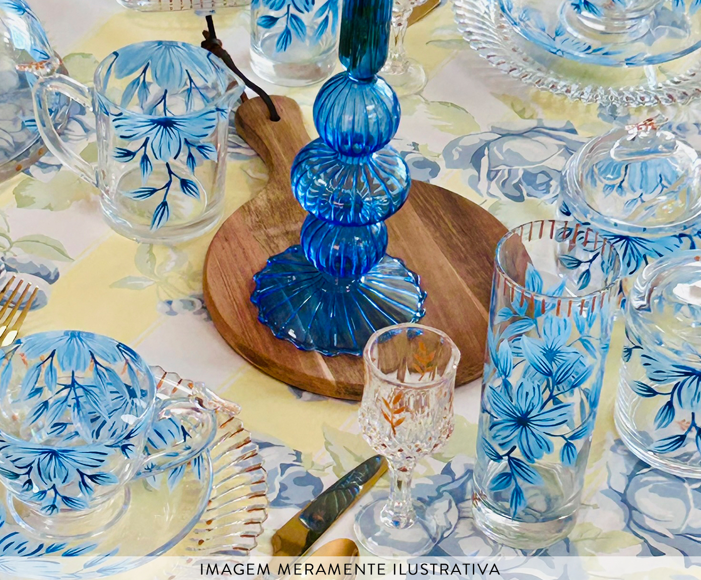 Leiteira Cristal Floral Azul image number 3