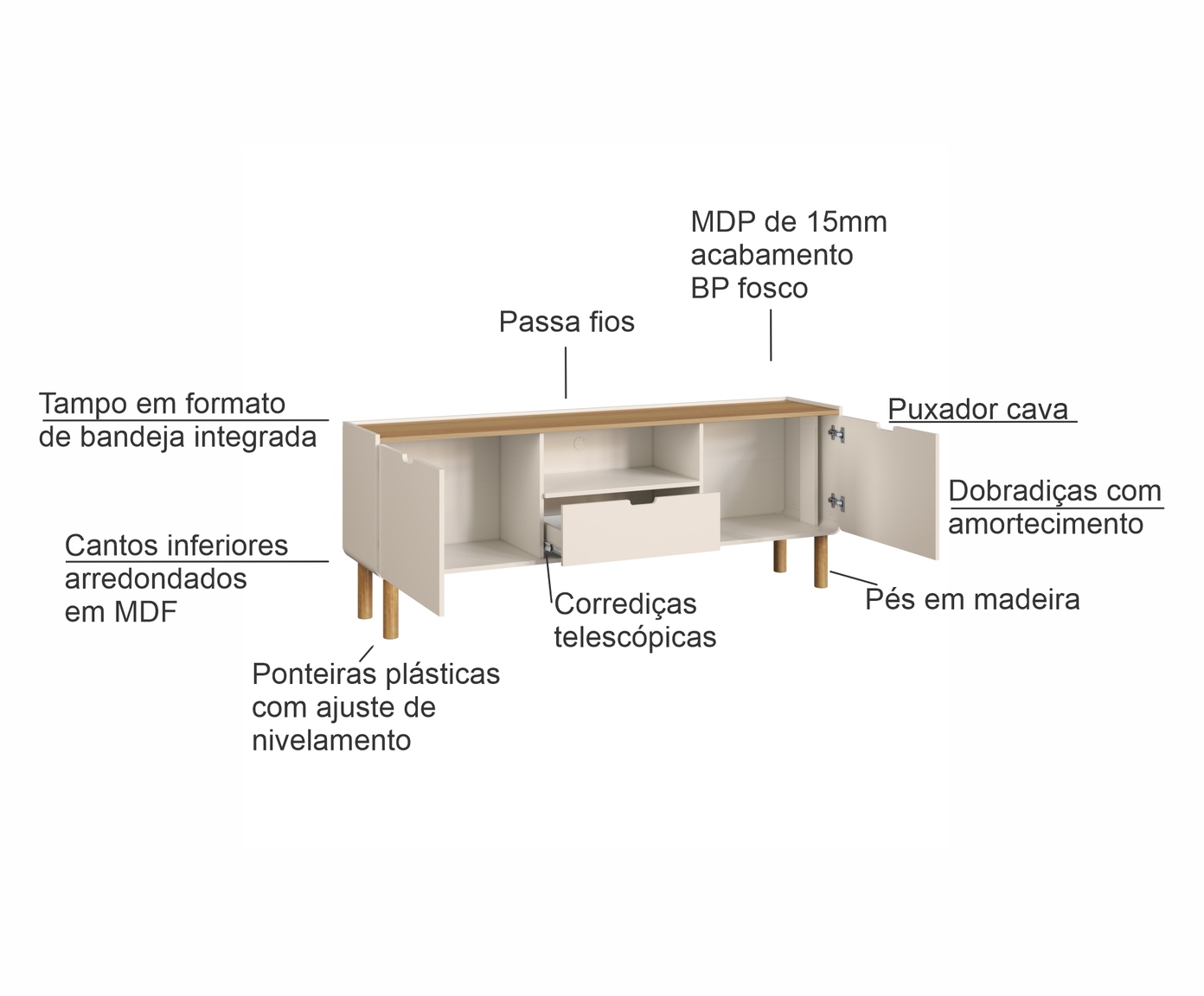 Rack Org&acirc;nico Madeira Aura Off White image number 3