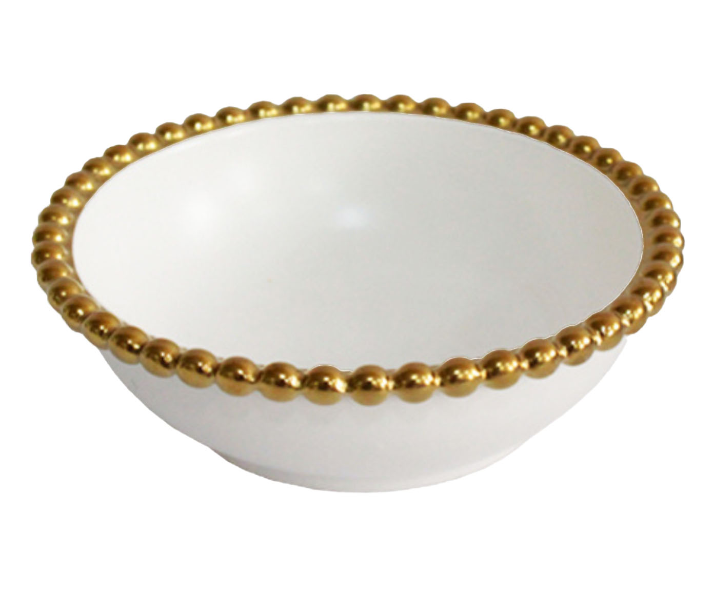 Bowl em Porcelana Borda Bolinha Belini Dourada image number 0