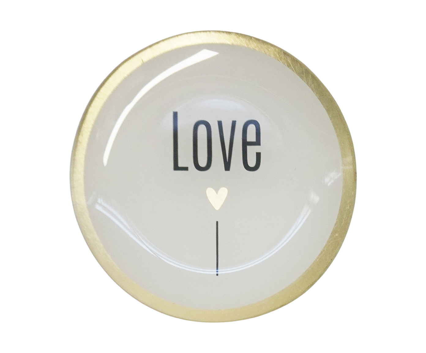 Prato Porta-Objeto Love Branco e Dourado - 13 cm image number 0