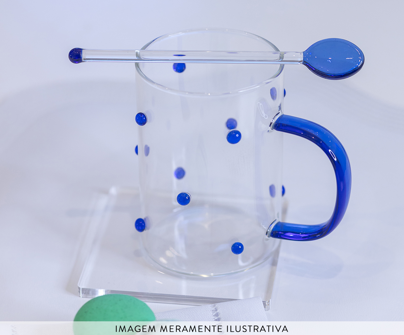Caneca Azul com Colher e Pires image number 1