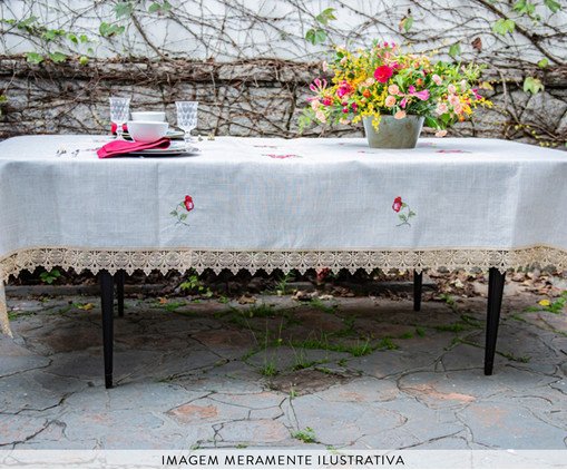 Toalha de Mesa com Renda Guipir Bege image number 2