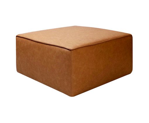 Sof&aacute; m&oacute;dulo Puff Mensa em Couro Caramelo image number 2