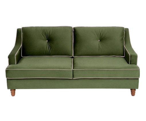 Sof&aacute; Windsor em Veludo - Verde com Vivo Cru image number 0