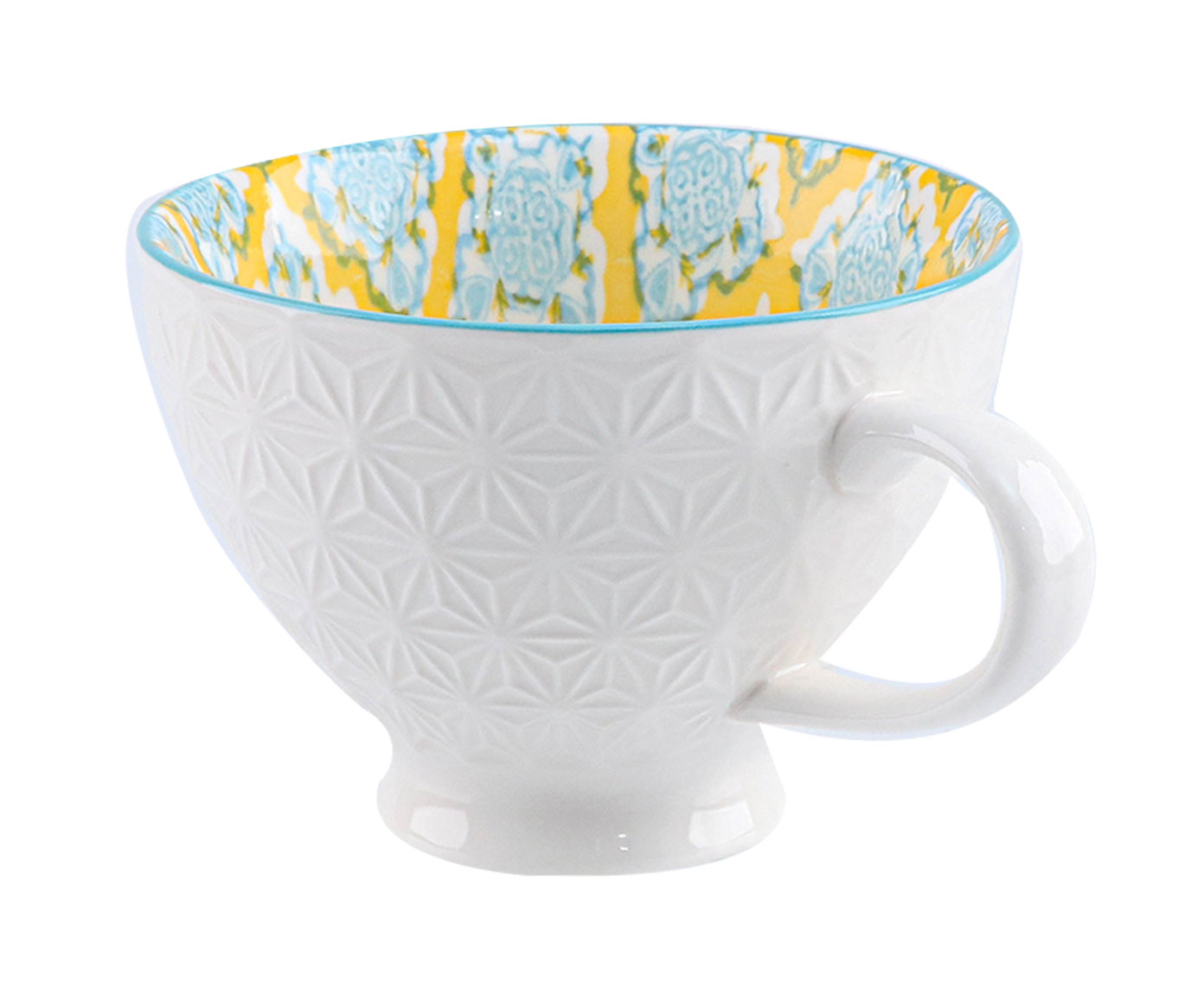 X&iacute;cara para Ch&aacute; em Porcelana Bart - Amarelo e Azul - image 1