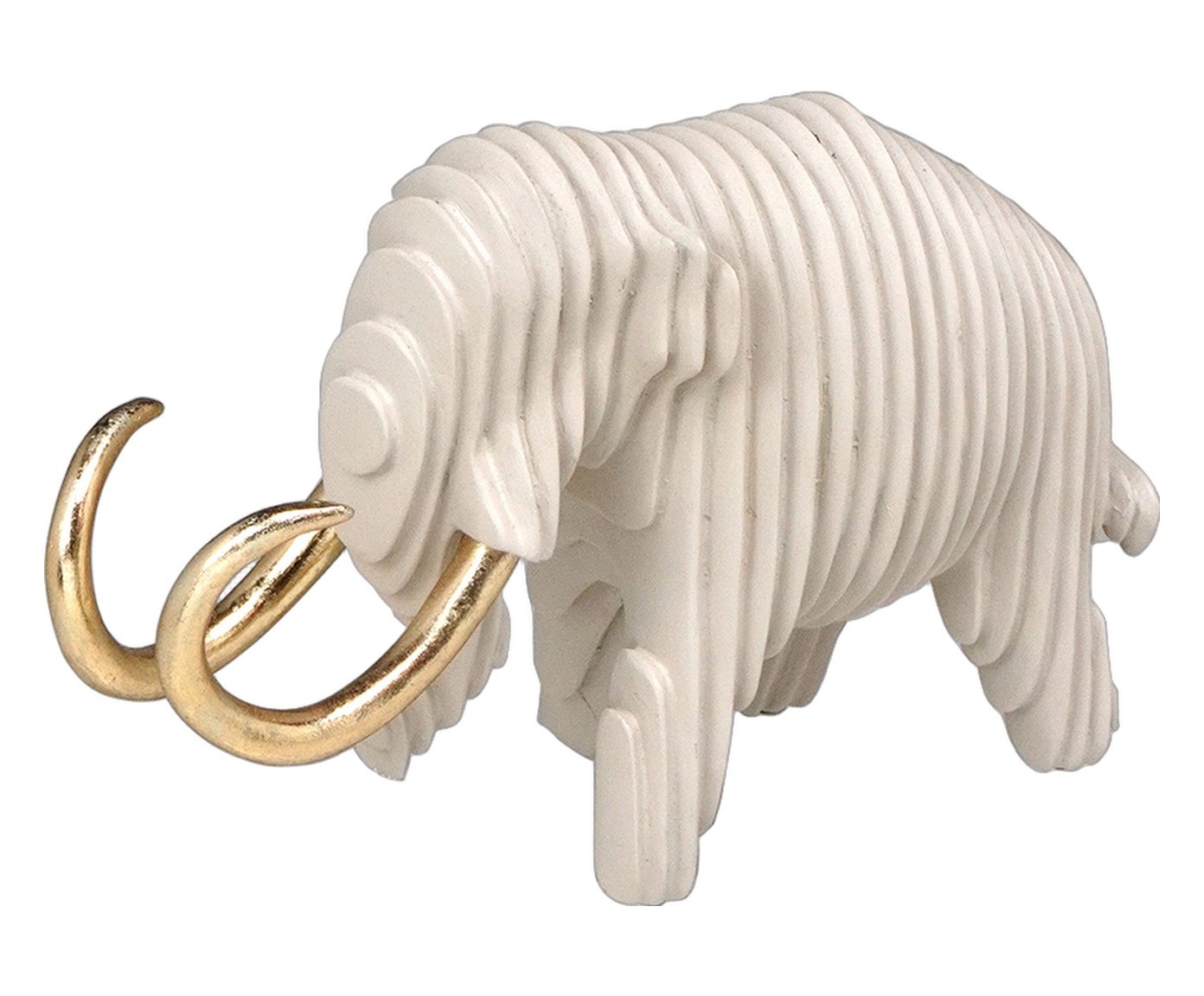 Elefante Decorativo Fortaleza Branco e Dourado image number 0