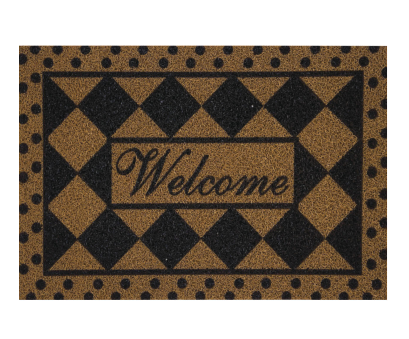 Capacho Xadrez Welcome Dourado image number 0