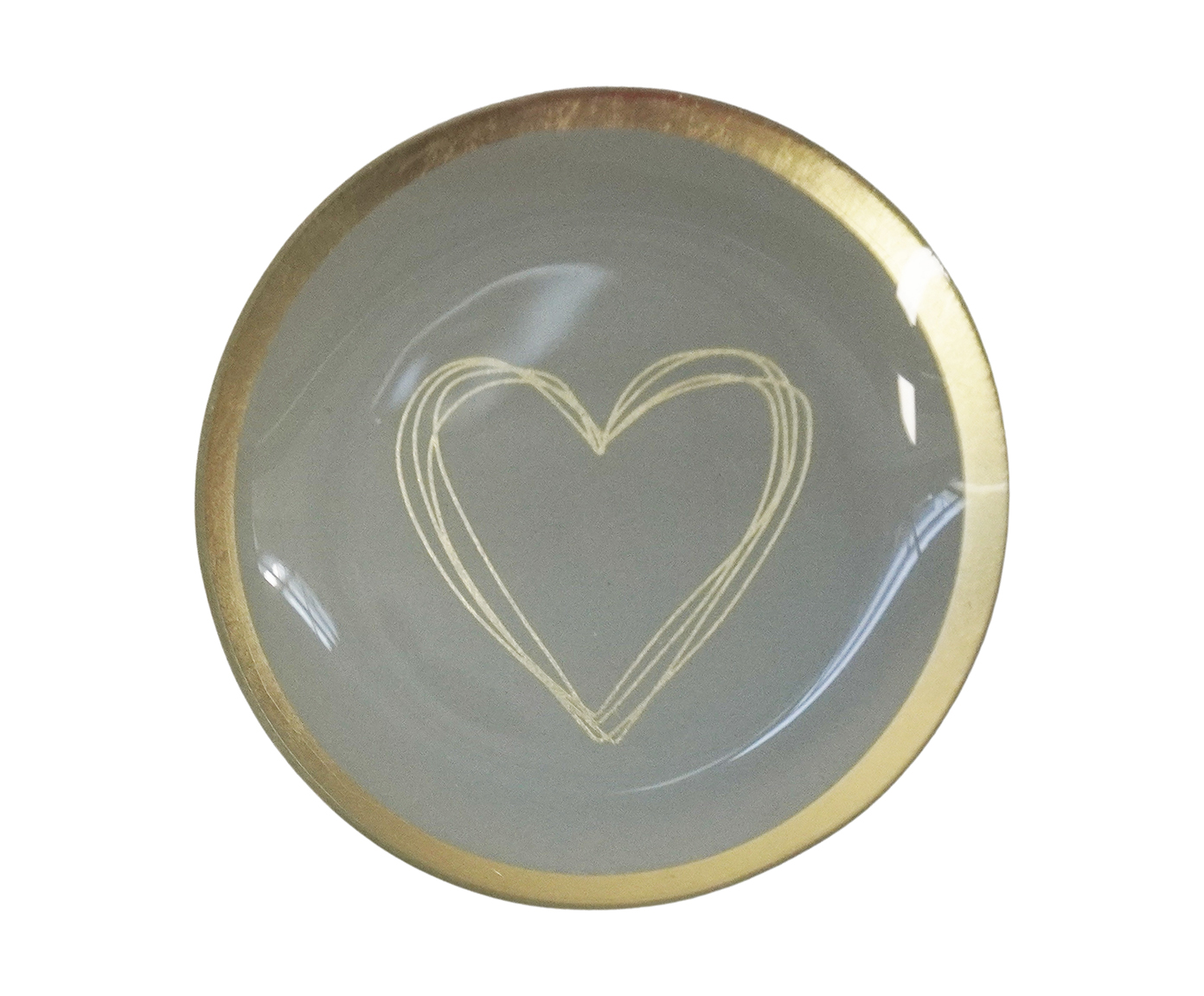 Prato Porta-Objeto Heart Branco e Dourado - 13 cm image number 0