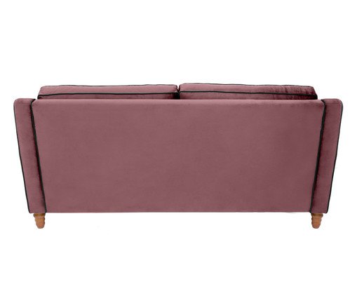 Sof&aacute; Windsor em Veludo - Rosa Ch&aacute; com Vivo Preto image number 12