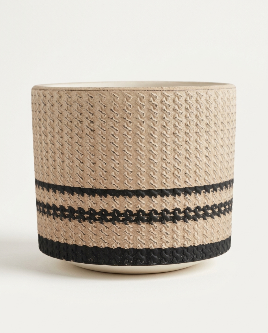 Cachepot Nancy Bege e Preto Pequeno - image 0