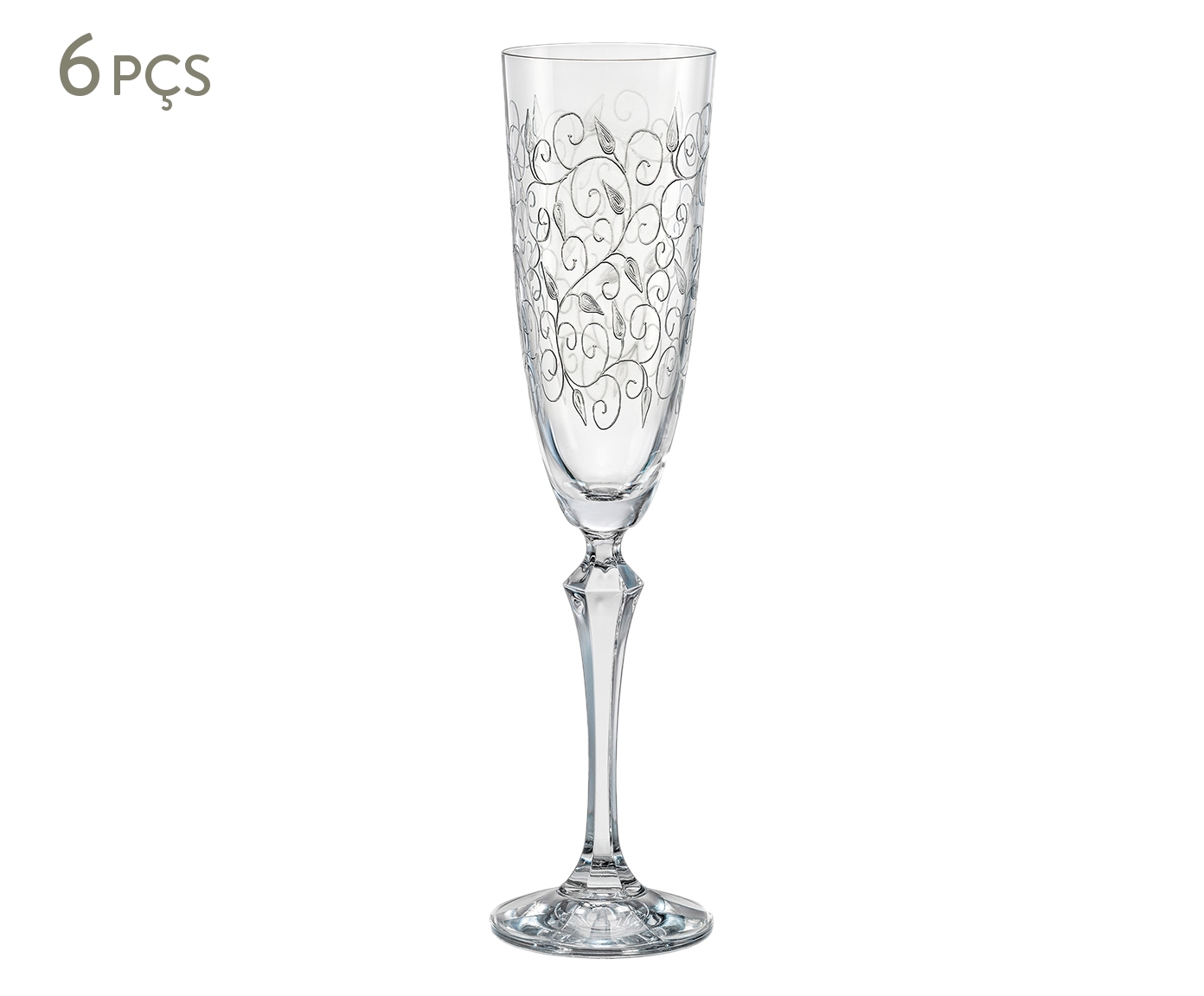 Jogo de Ta&ccedil;as para Champagne em Cristal Elizabeth Transparente image number 0