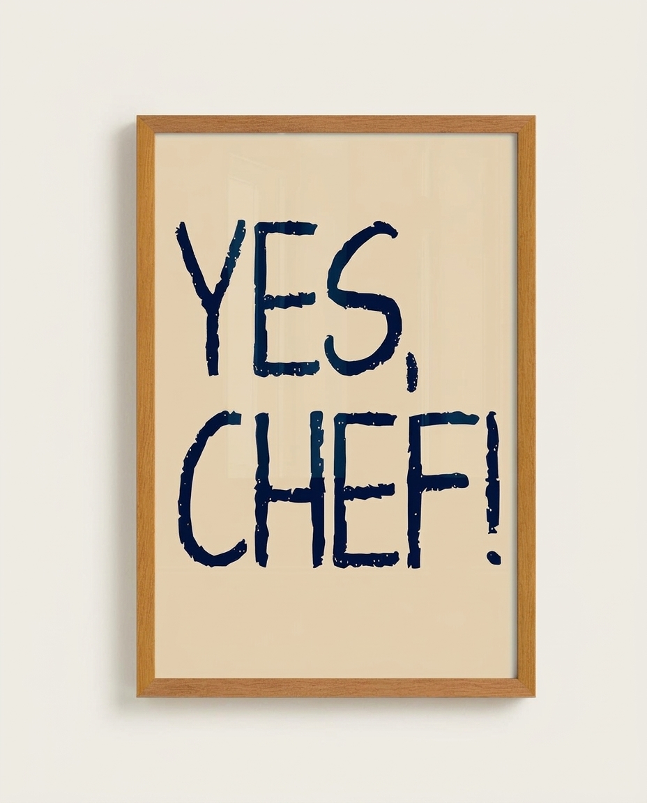 Quadro Yes Chef com Moldura em Madeira - image 0