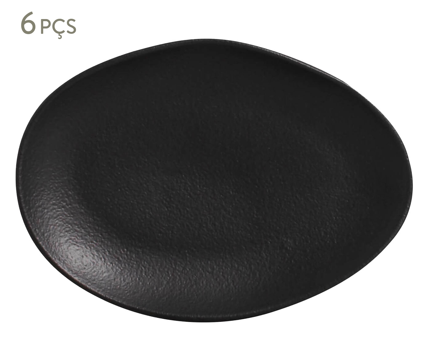 Jogo de Pratos para Sobremesa Oval Org&acirc;nico Preto Matte Preto - image 0