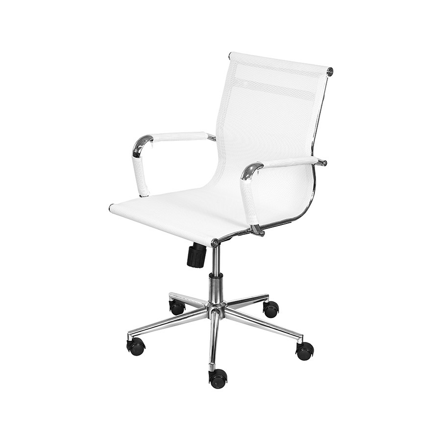 Cadeira Girat&oacute;ria com Rod&iacute;zios Office Eames Tela Branca - image 0